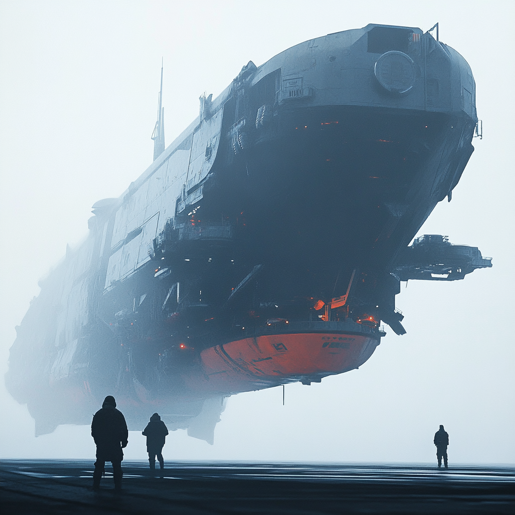 a large fish shaped city flying